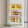 Wall Mounted Magnetic Spice Rack Punch Free Kitchen Storage Shelves  Living Room