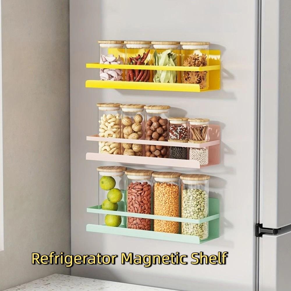 Wall Mounted Magnetic Spice Rack Punch Free Kitchen Storage Shelves  Living Room