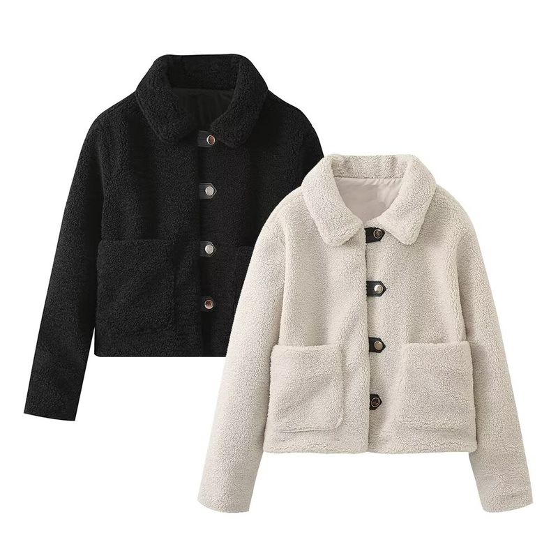 Kaslead New Arrival Women's Clothing Fashion Style Stylish Simple and Versatile Casual Fleece Jacket Outwear 8741223