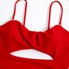 Women Monokini Hollow Out Spaghetti Strap Low-cut Backless Push Up Swimming Padded