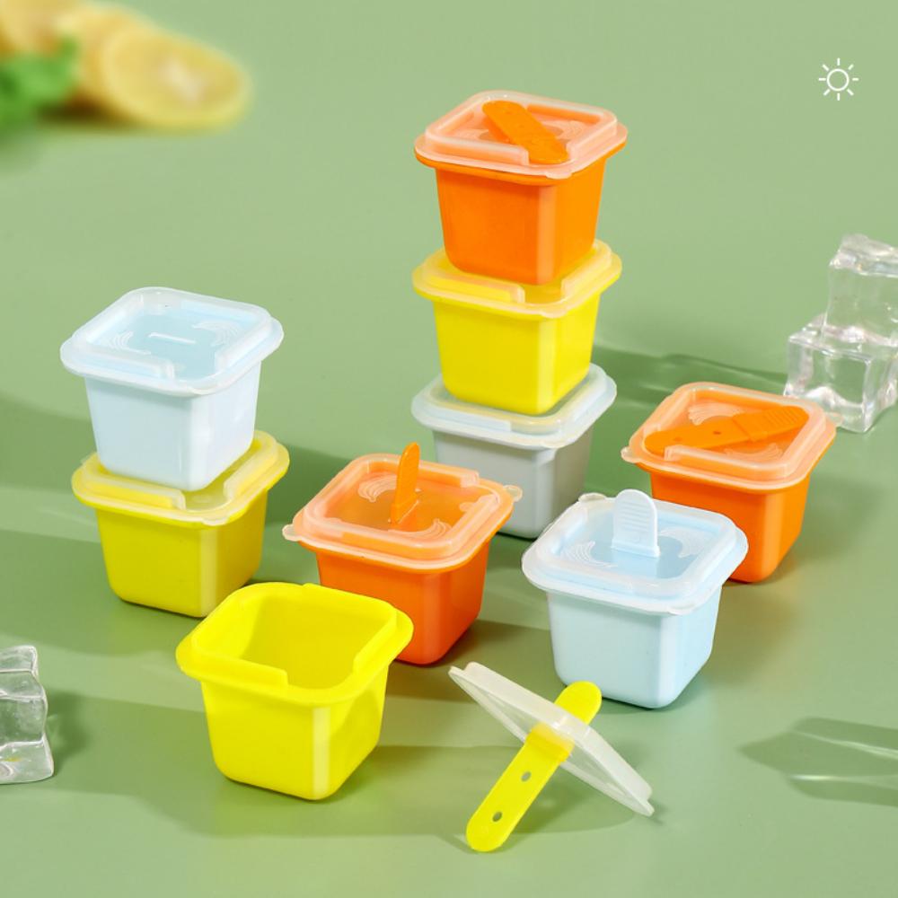 Square Ice Cream Mold with Handle Ice Block Molds DIY Ice Lattice  for Whiskey Juice Coffee Drinks