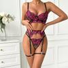 Embroidered Lace Lingerie Set: 4-Piece Transparent Bra & Panties