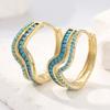 Gorgeous Gold Color Imitation Turquoise Hoops Earrings Woman Geometry Party Daily Wear