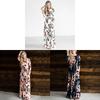 Elegant Summer Floral Print Long Sleeve Dress For Women In White Pink Green And Navy Blue