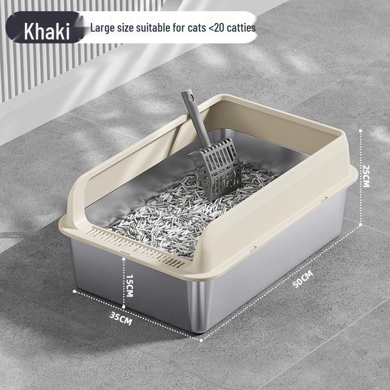 Luxuriöse spritzwassergeschützte Katzentoilette mit großem Raum, hohem Rand und Edelstahleinsatz für Weihnachten