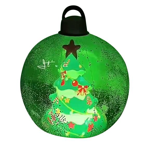 24 Inch Inflatable Christmas Ball Ornament Large Clear Blow Up Ball Christmas Decoration with Snowman Santa Tree Inside for Holiday Yard Lawn Decor