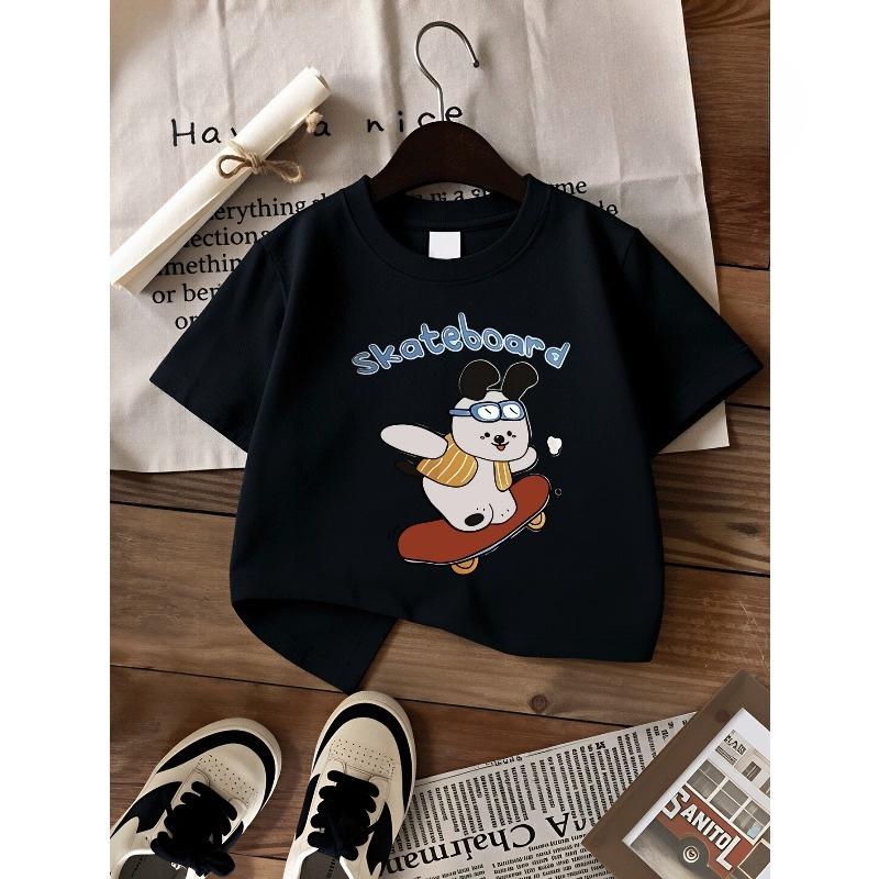 Taglie europee T-shirt da ragazzo Design Artistico Stampato, Ideale per Attività all'Aperto, Morbido Top a Maglia, Comodo e Traspirante, Adatto per l'Estate