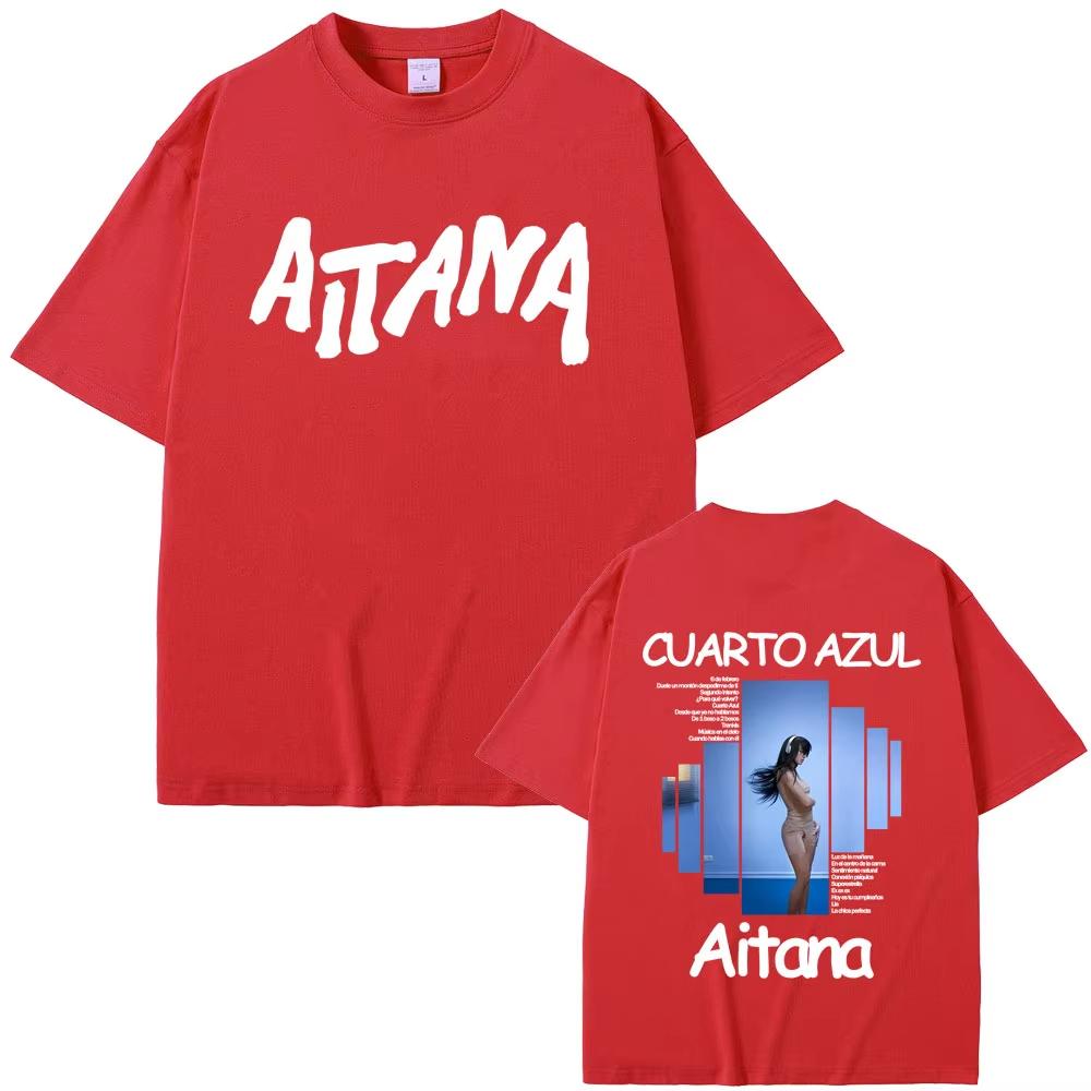 Singer Aitana CUARTO AZUL Album Graphic T-shirts Men Women Hip Hop Fashion Pop Music T Shirt Unisex Cotton Vintage Tshirt