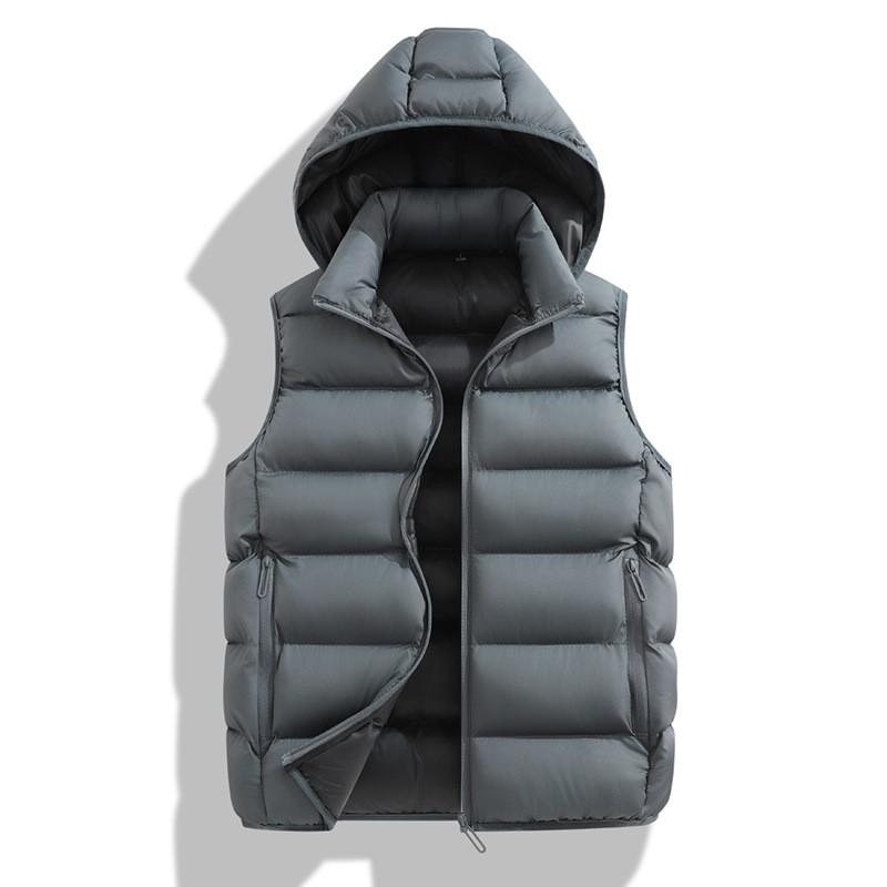 Herren Plus Size Leichte Winter Kapuzen Daunenweste Lässige Warme Ärmellose Jacke Tägliche Kleidung