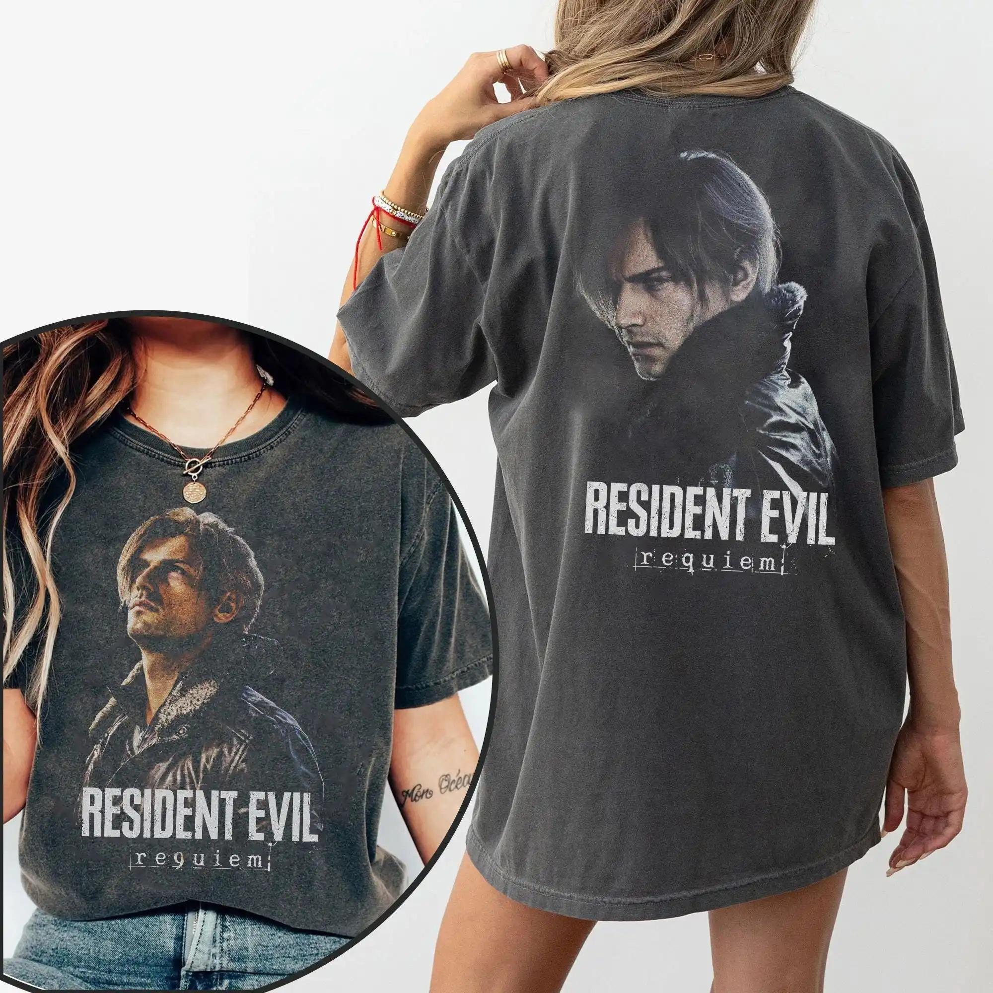 

Resident Evil 9 Requiem Леон С. Хлопковая unisex футболка с графикой Кеннеди, кислотная стирка, 2026 Лето, Новая мужская футболка Y2k с коротким рукавом 4XL