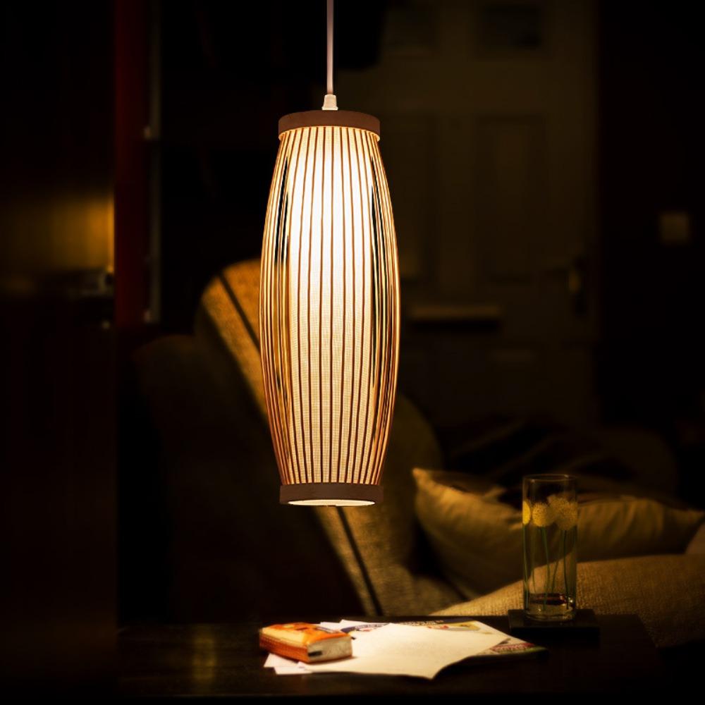 Chinese Style Bamboo Pendant Light Rattan Wicker Ceiling Chandelier E27 Hanging Lamp Handmade for Home Living Bed Room Decor