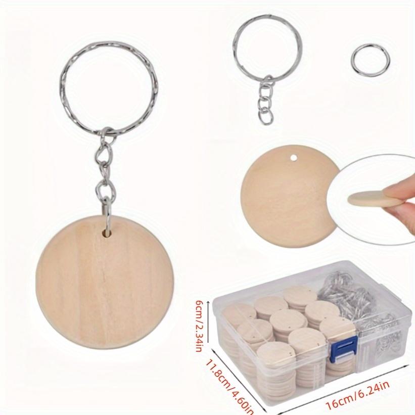 DIY Wooden Keychain Making Kit - 1Box/150pcs Wooden Pendant With Key Rings - Jewelry Making Accessories