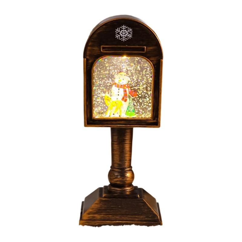 Glowing Musical Christmas Mailbox Crystal Night Light for Indoor Holiday Room Decoration USB Powered Table Lamp