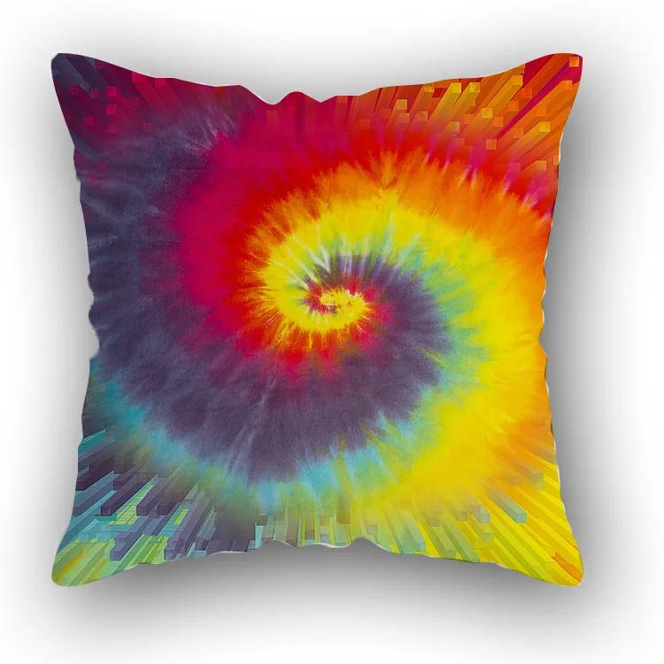 Sofa Bed  Square Pillowcases Home Decor Colorful Swirl  Bedroom Rainbow Decorative