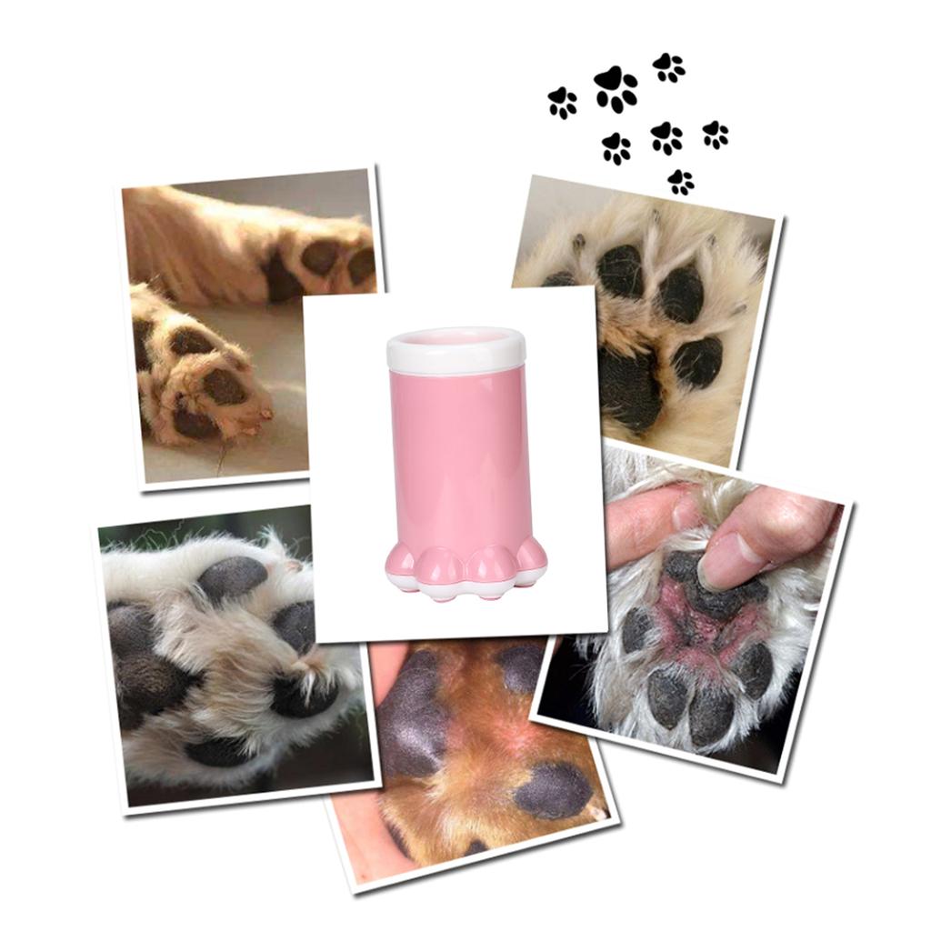 Cute Pet Cat Dog Dirty Paw Cleaning Cup Silicone Non Slip Cleaning Tool Grooming Cup(Pink )
