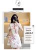 Elastic Floral Cheongsam Dress Set for Young Women
