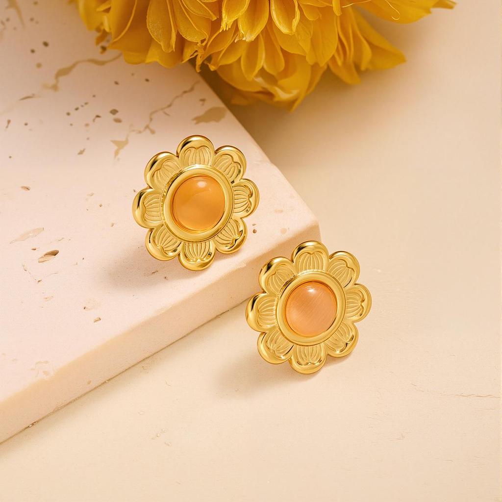 Geometric Irregular 18k Gold Titanium Steel Earrings for Women