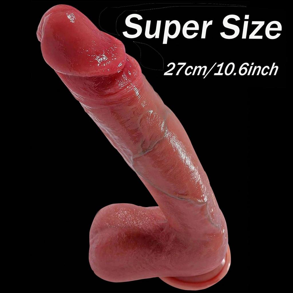 10,6palcový realistický velký tlustý dildo pro ženy, realistické měkké silikonové anální dildo se silnou přísavkou pro použití bez použití rukou, penis pro anální vagínu