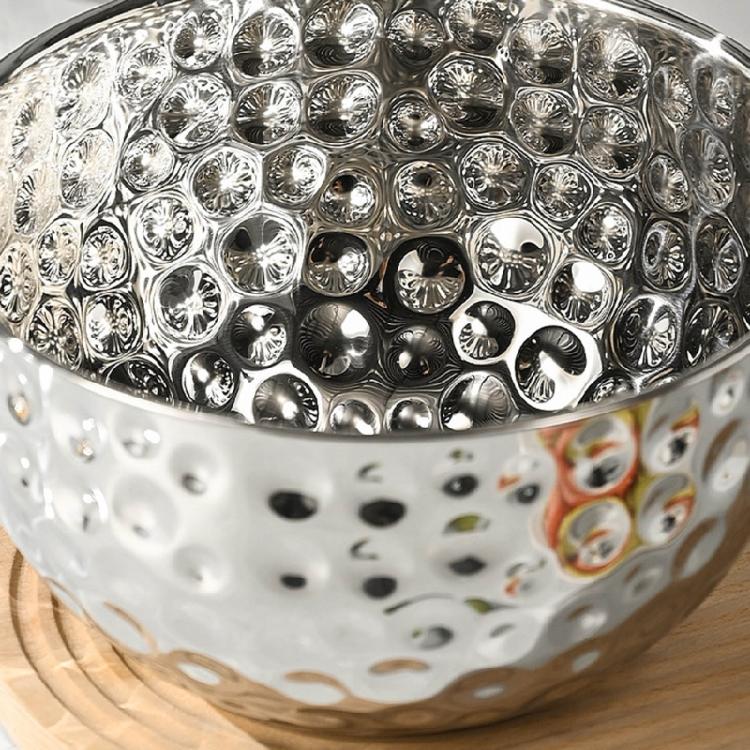 Heavy Duty 304 Nonrust Steel Hammered Salad Tray Serving Bowl Suitable For Family Gatherings And Outdoor Picnics