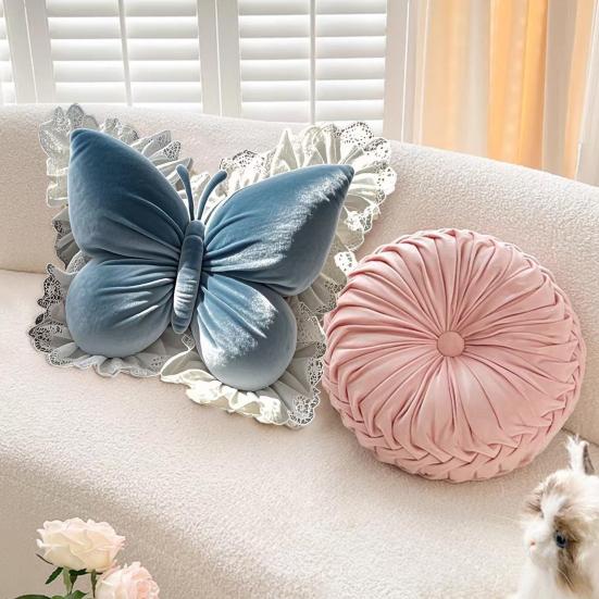 Yousheng Butterfly Throw Pillow Plush Butterfly Shaped Pillow with Lace Edge Decorative Cute Stuffed Hugging Pillow for Sofa Couch Bed Car Lumbar