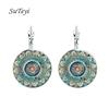 SUTEYI Boho Mandala Art Picture Earrings Vintage Henna Yoga Om Symbol Zen Buddhism Glass Dome Earrings For Women Jewellery