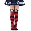 Cartoon Santa Christmas Stockings for 6-10Y Children Over the Knee Socks for Little Girls Unisex Winter Striped Socks
