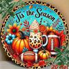 Metal Leopard Pumpkin Wall Art Autumn Halloween Home Decor Wreath Sign