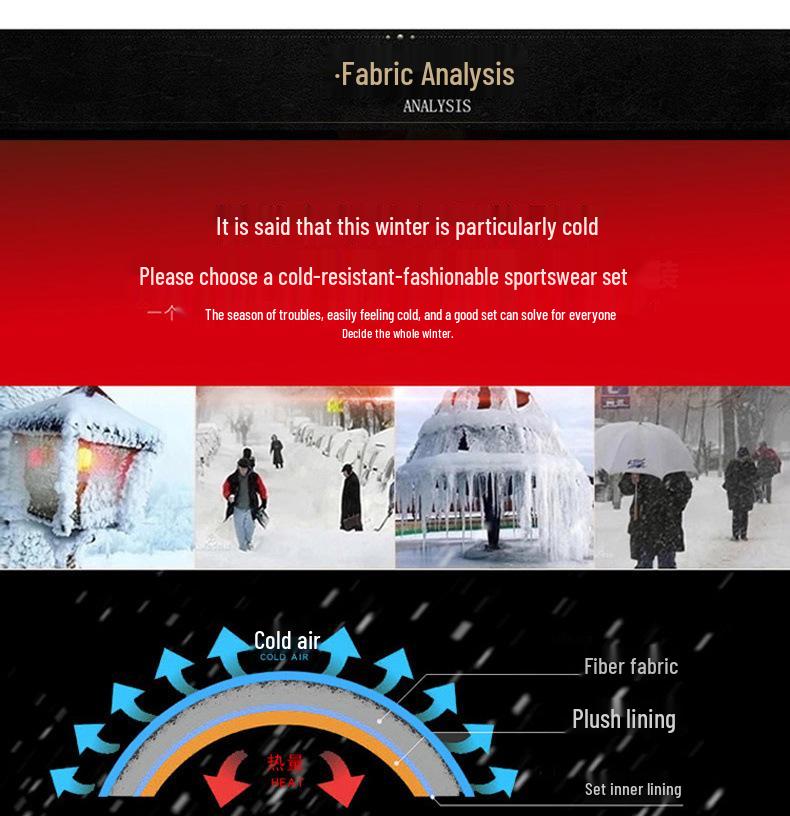 Men's Fleece-Lined Casual Hoodie & Pants Two-Piece Set