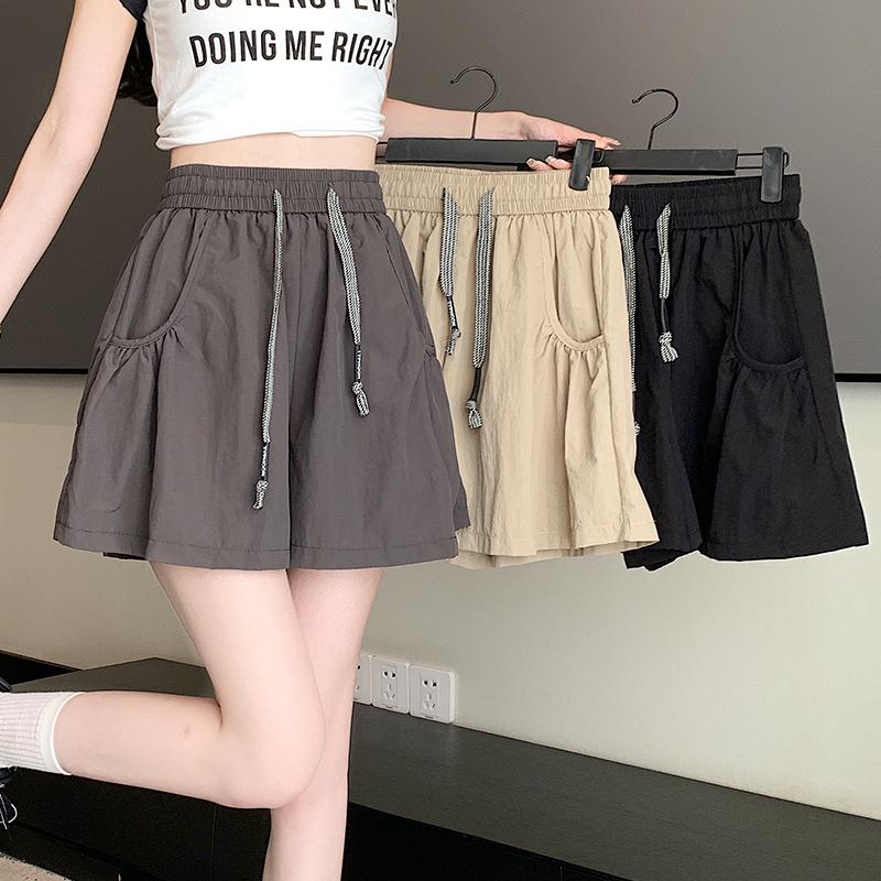 2025 Sweet Korean High-Waisted Quick-Dry Ruffle Pants with Pockets