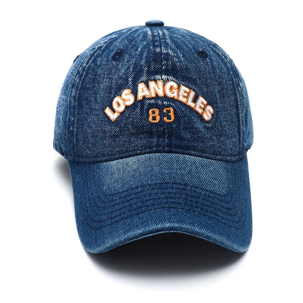High Quality Los Angeles Embroidery Washed Denim Baseball Cap Hip Hop Hats for Women Men Sunshade Outdoor Adjustable Visor Cap