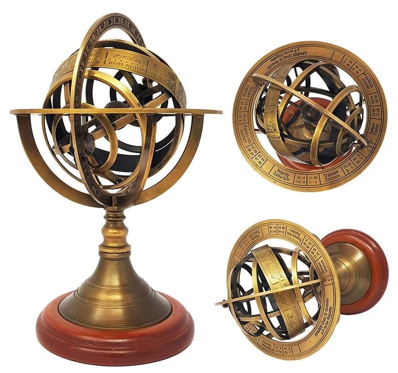 Victorian Brass Armillary Sphere Globe | Astrolabe Nautical Victorian Marine Tabletop Globe | Armillary Spherical Astrolabe Compass 5  Gift aero