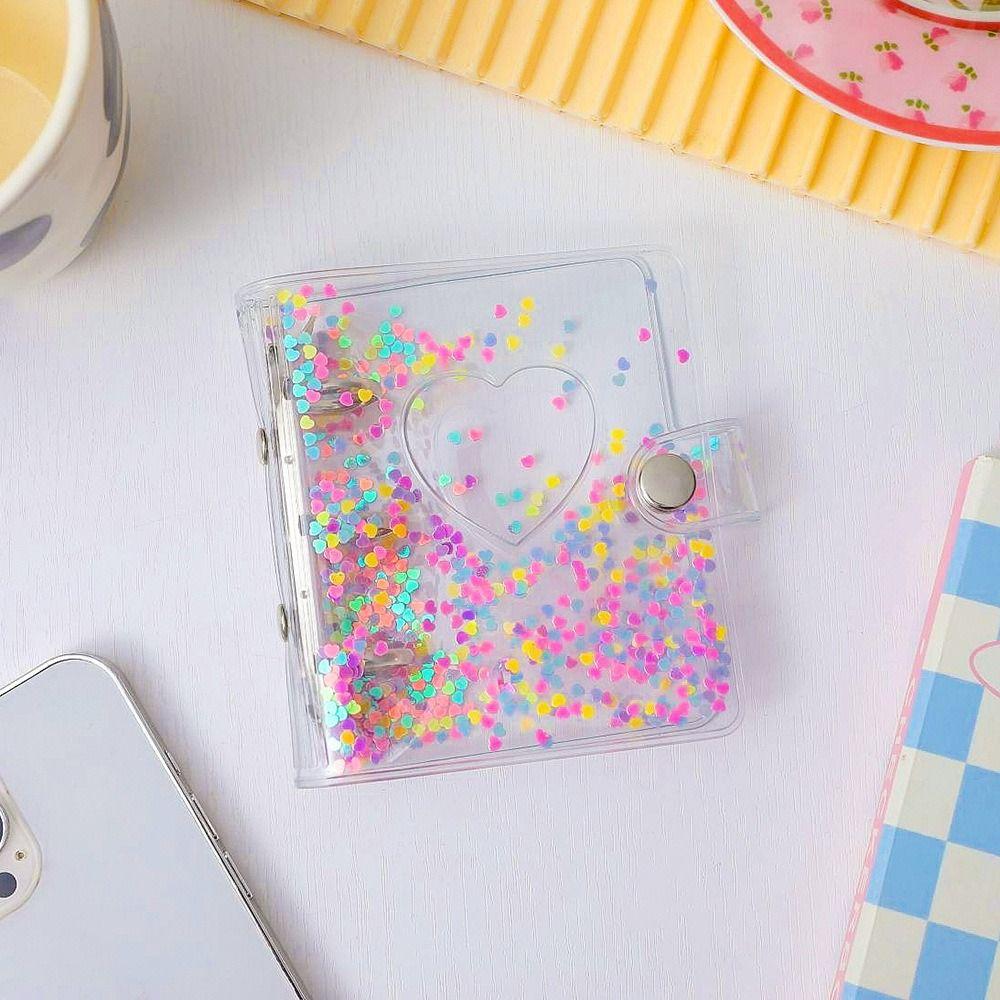 3 Inch 3-Holes Binder Photo Album Glitter Sequin Home Picture Case Storage Name Collect Book Idol Photocard Name Card ID Holder