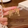 Retro Gold Butterfly Fringed Earrings Women's Light Luxury Temperament High-end Stud Earrings and Ear Jewelry Wholesale