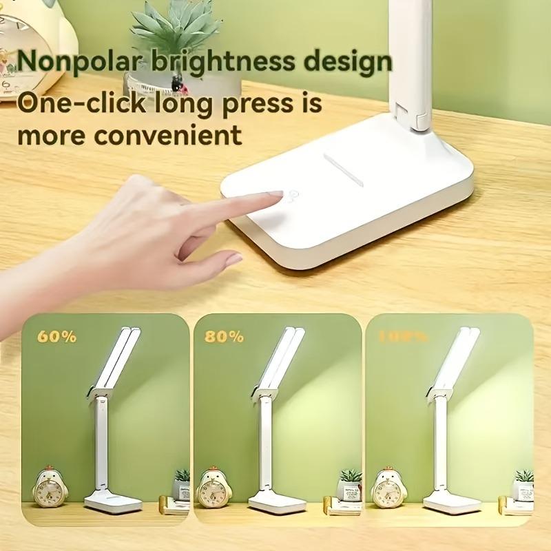 Foldable dual head LED eye protection study desk lamp