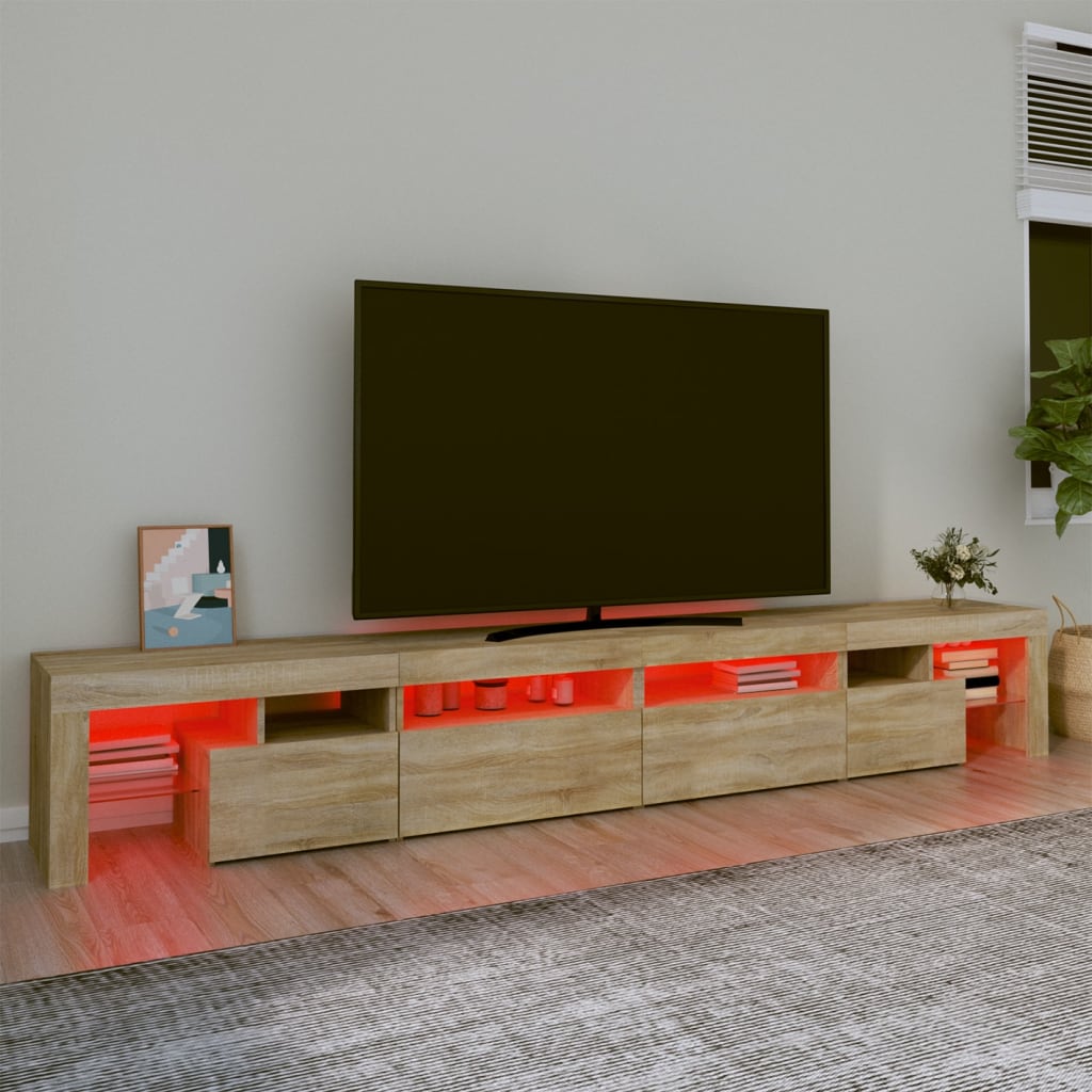 Vidaxl Szafka Pod Tv Z Oświetleniem Led, Dąb Sonoma, 260X36,5X40 Cm