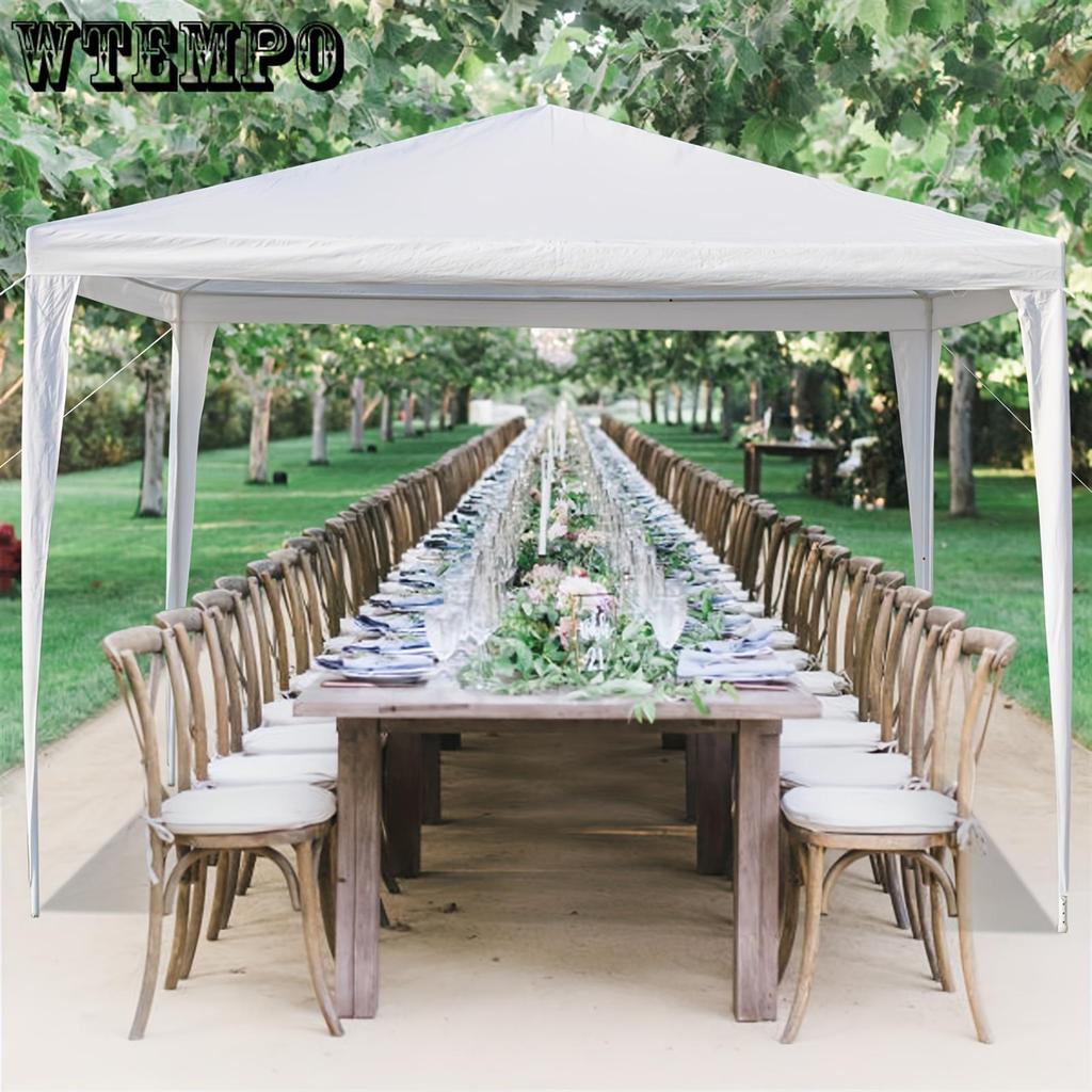 10X10FT White Gazebo Canopy Tent with Removable Sidewall, 2pcs Sidewall with Windows, and Carry Bag