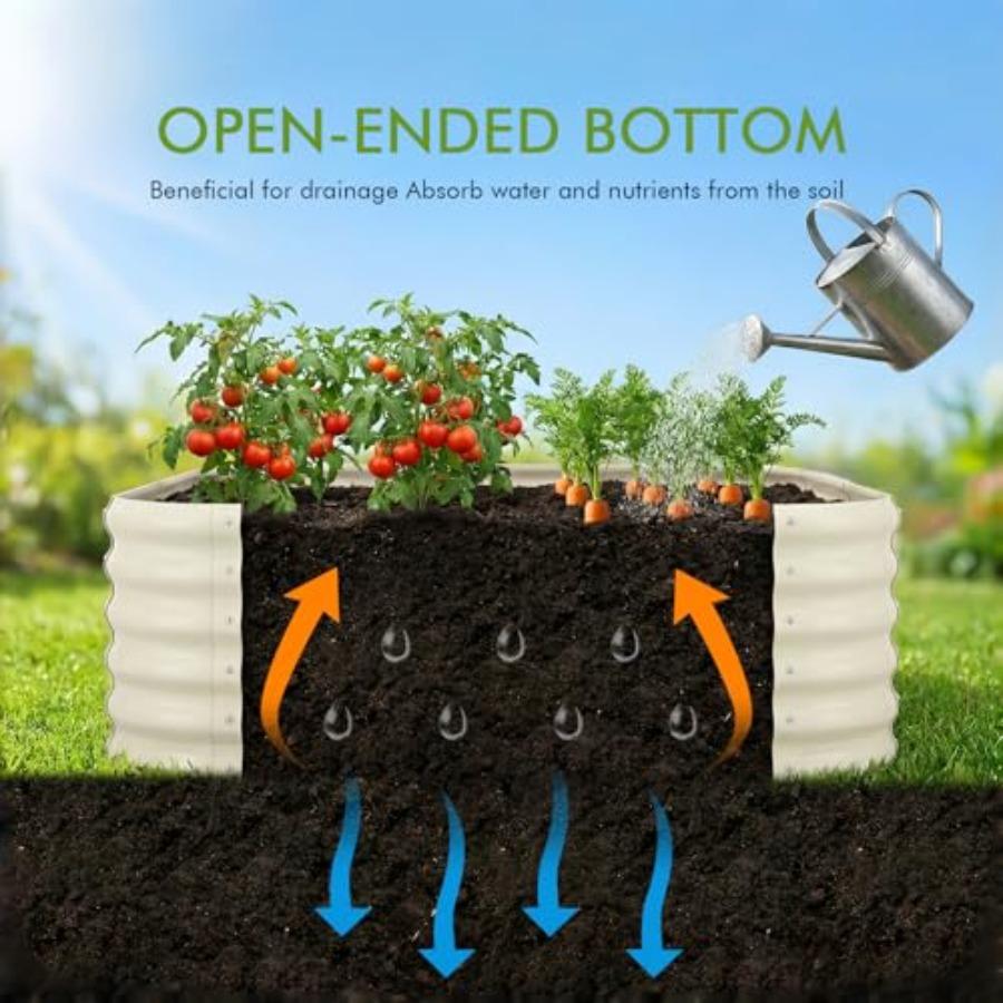 2-Pack 4x1.5ft Galvanized Raised Garden Bed Outdoor Planter Bed Metal Planter Box for Gardening and Planting Milk White