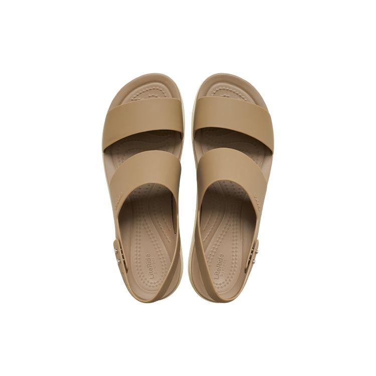 Crocs Brooklyn Thick Sole Wedge Sport Sandals Women Sandals Brown White 206453-2YI