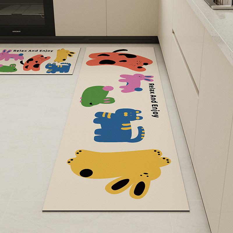 Kitchen special floor mat, diatom mud L-shaped water absorption, no cleaning, anti-dirty and non-slip carpet, waterproof and oil-proof door mat 45*75