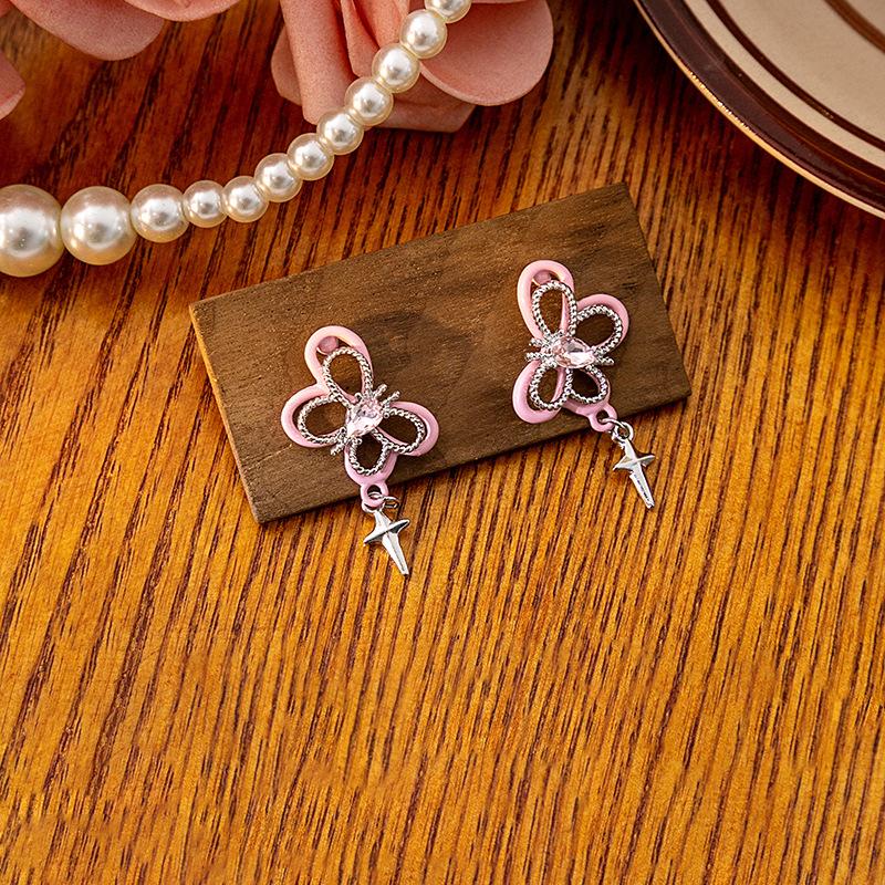 Stylish Butterfly Hollow-out Earrings In Pink for Beach Vacation