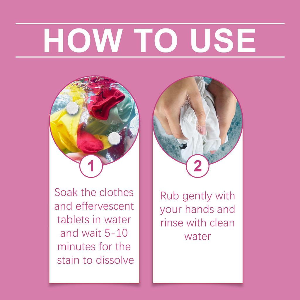 JUE FISH Bio-Enzyme Cleaning Tablets Clothing Oil Remover Clothes Sweat Stain Cleaner Laundry Whitener Fabric Clothes Effervescent Tablet