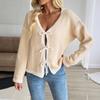 Casual Knitted Cardigan 2025 Autumn New Contrast Color Sweater Jacket for Women