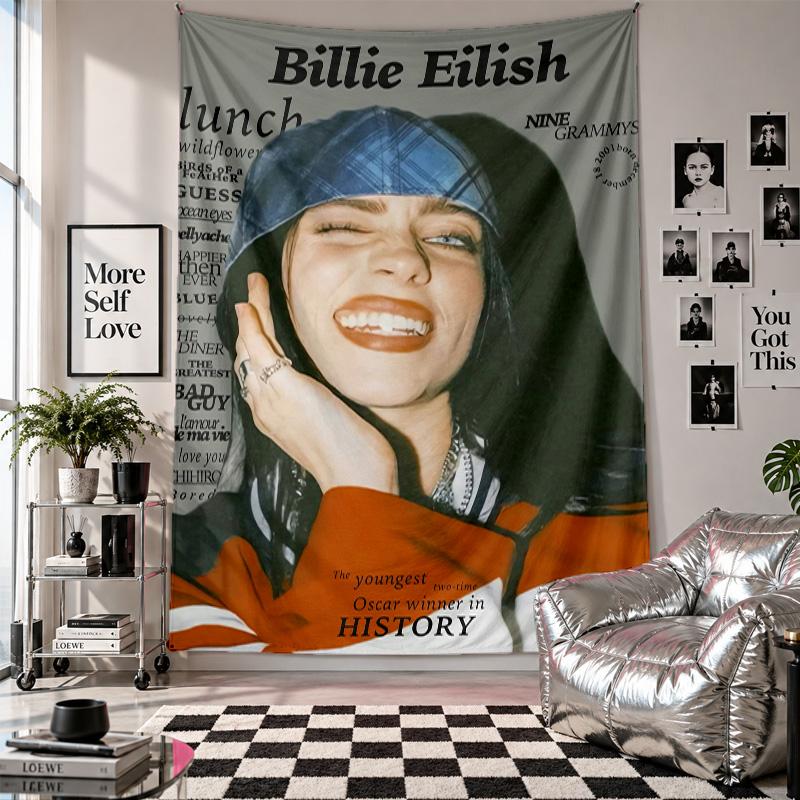 Wall TapestryBillie Eilish Art Hanging Cloth Decorative Background Cover for Room Decoration