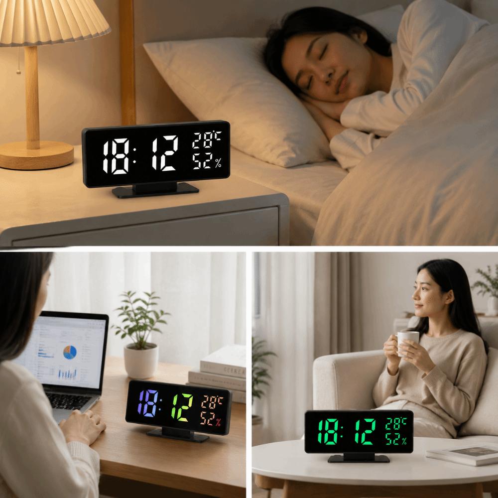 Snooze Desktop Table Clock Dual Alarm Bedside LED Clock Digital Alarm Clock  Home Decor