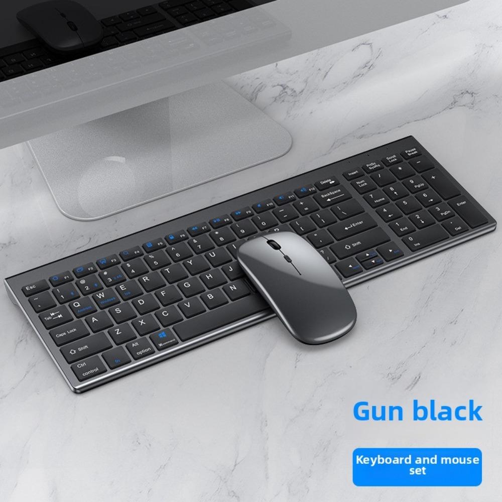 Rechargeable Wireless Bluetooth Keyboard Silent Type for iPad Laptop Desktop with Mouse Combo