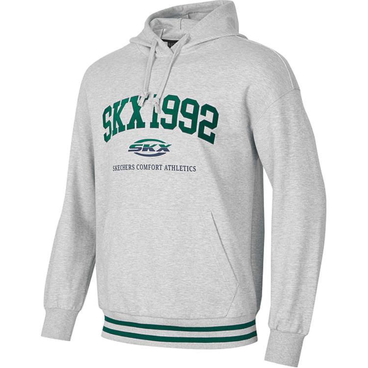 Skechers SKX Letter Hooded Pullover Comfortable Sweatshirt Unisex sweatshirt Gray P424U023-01UV M