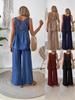 2026 Summer Sleeveless Solid Color Lace Back Women's Casual Set