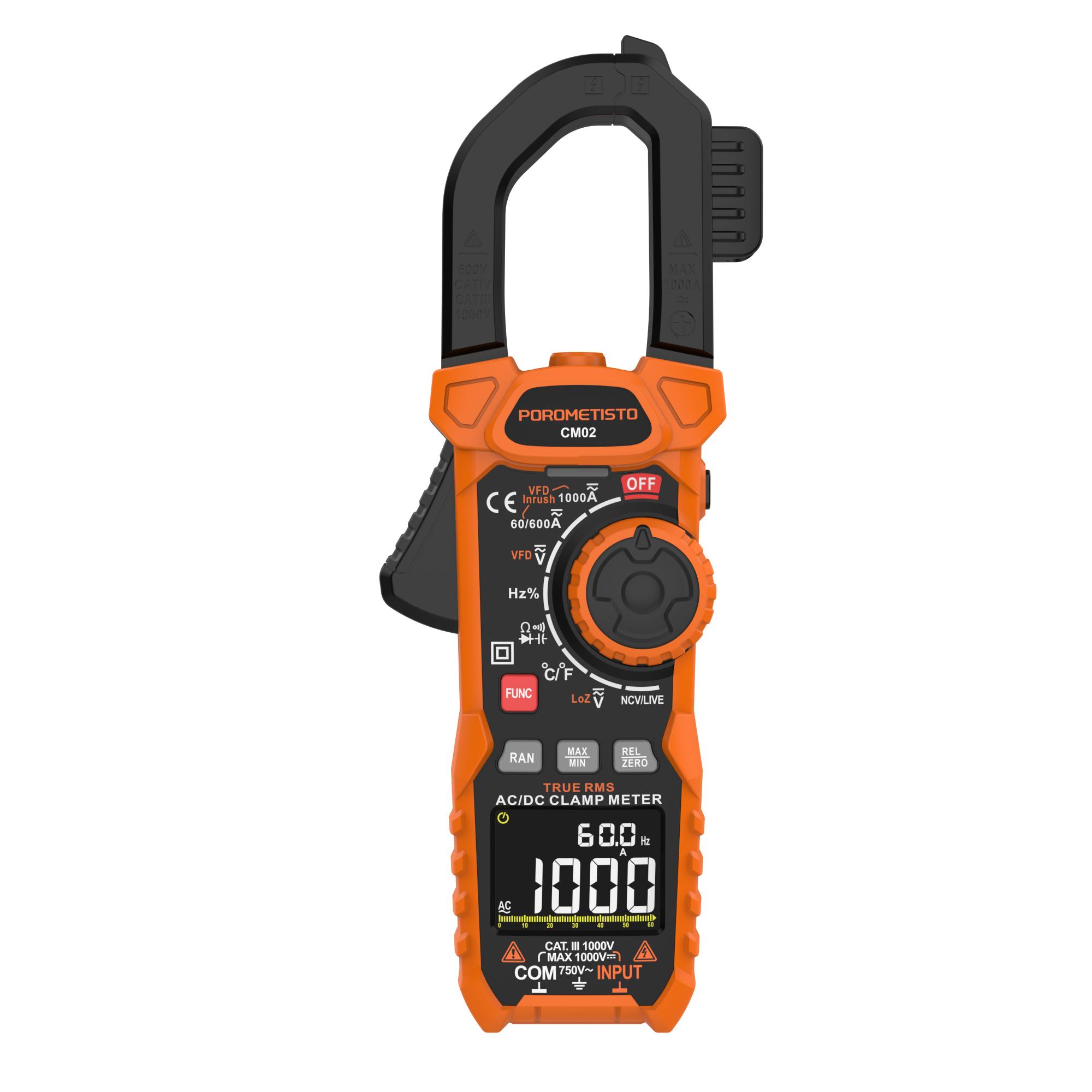 

Inrush Digital Clamp Meter 1000A TRMS 6000 Counts Multimeter AC/DC Current Voltage Temp Resistance Capacitance NCV Ohm Hz Tester
