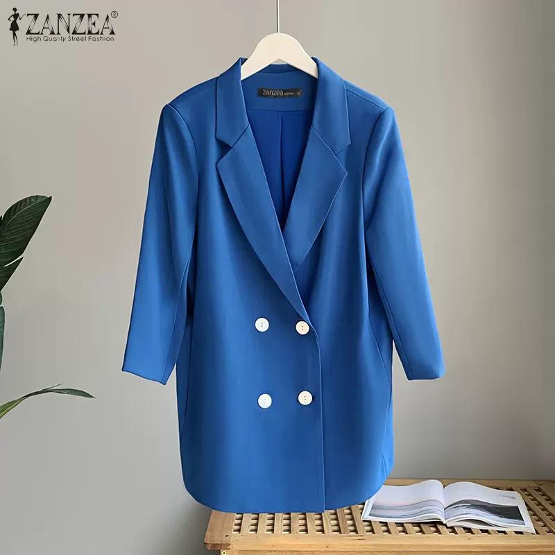 

ZANZEA Женский повседневный кардиган с зубчатыми лацканами и длинными рукавами, пиджак и верхняя одежда