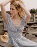 Floral Square Neck Cotton Waist-Cinching Mid-Length Dress for Vacation 2025 - French Women's Fashion